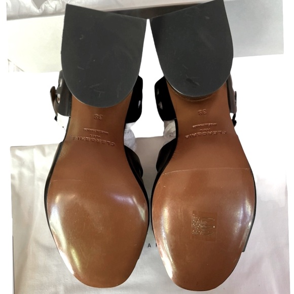 NIB Robert Clergerie Eline Black Padded Ankle Strap Open Toe Block Heel Size 7.5 - Picture 7 of 8